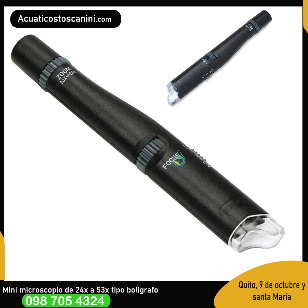 Bolígrafo de microscopio de aumento con iluminación LED 24x-53x