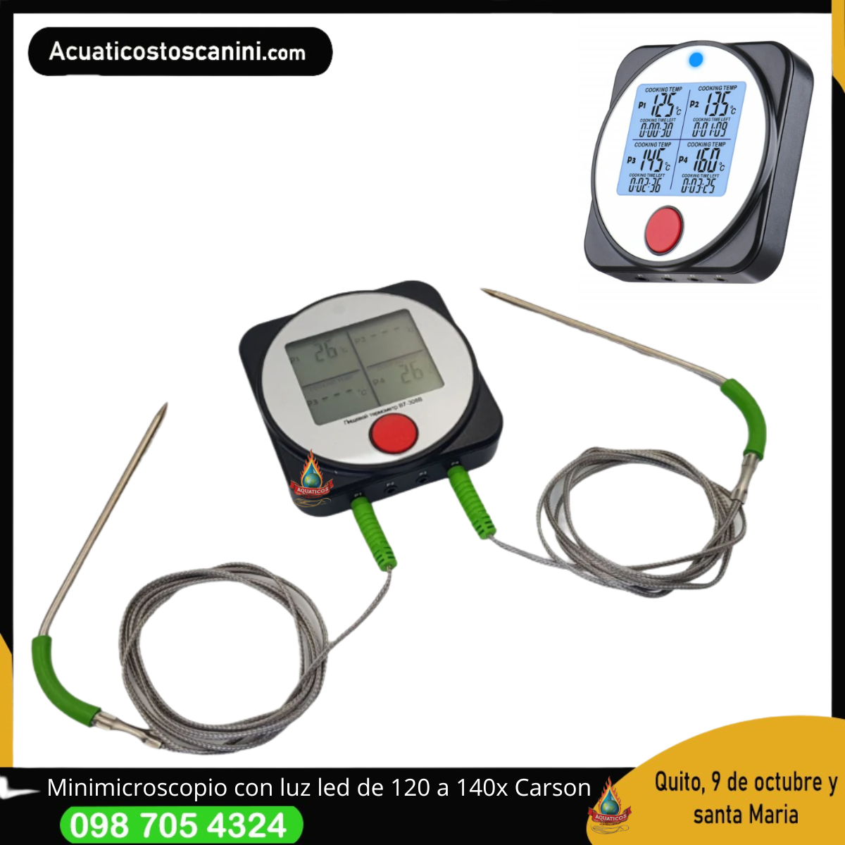 Termometro digital 2 sondas cangrejo