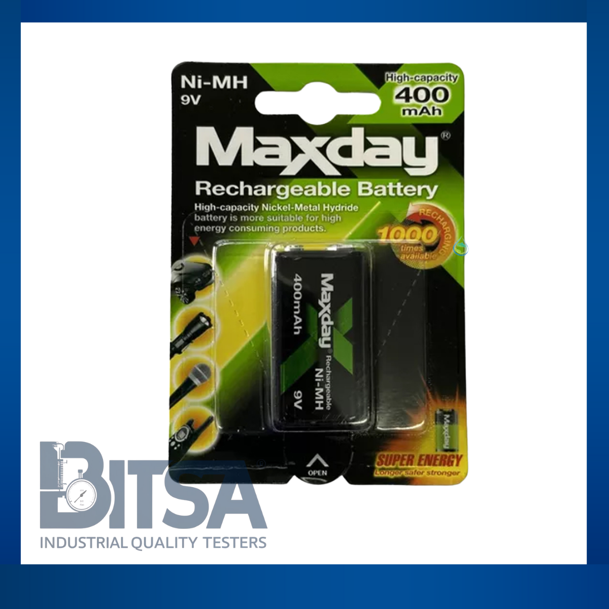 Bateria de 9v Recargable max day de 400mA/h