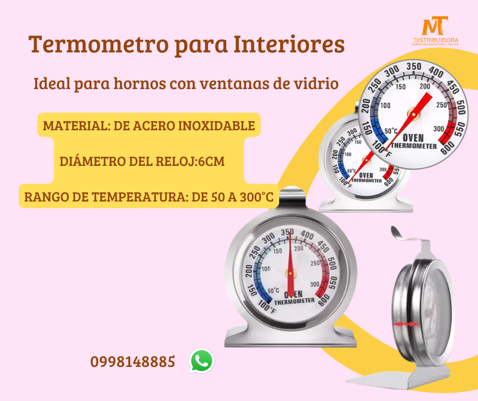 Termómetro Acero Inoxidable Oven para interiores de hornos 0-350 grados Celsius Fharenheit