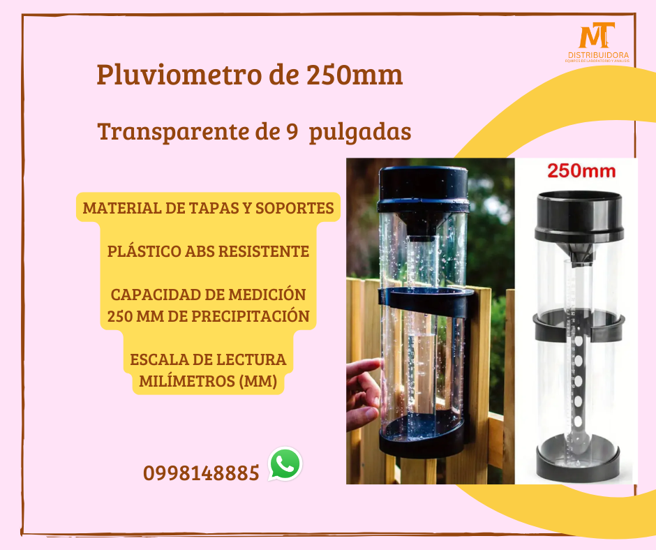 Pluviometro elegante de 250mm de tipo transparente