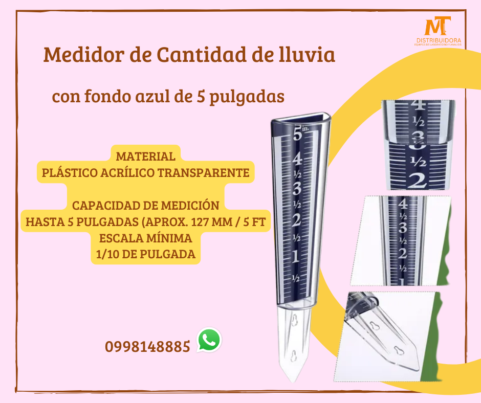 Pluviometro con fondo azul de 5 pulgadas de lluvia