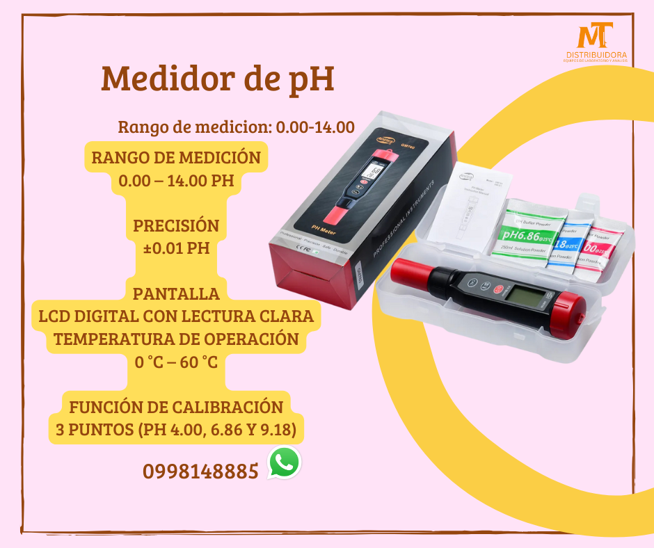 Phmetro Profesional marca Benetech de 0.00 a 14.00