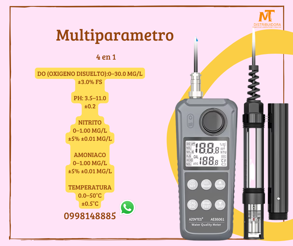 Multiparametro Profesional 4 en 1 pH Amonia Oxigeno Disuelto Tempoeratura