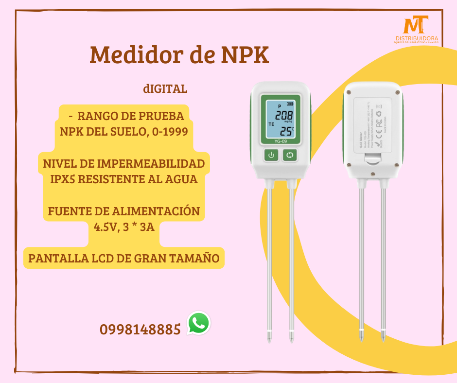Medidor de Nitrogeno Fosforo y Potasio del suelo Digital altamente preciso