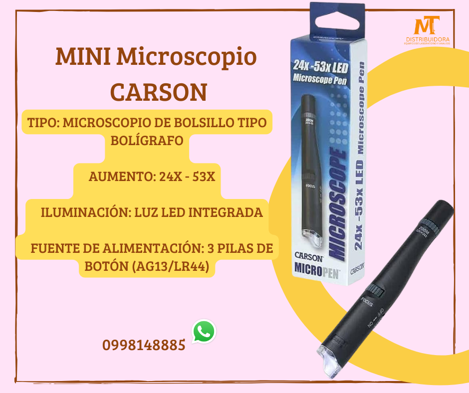 Bolígrafo de microscopio de aumento con iluminación LED 24x-53x