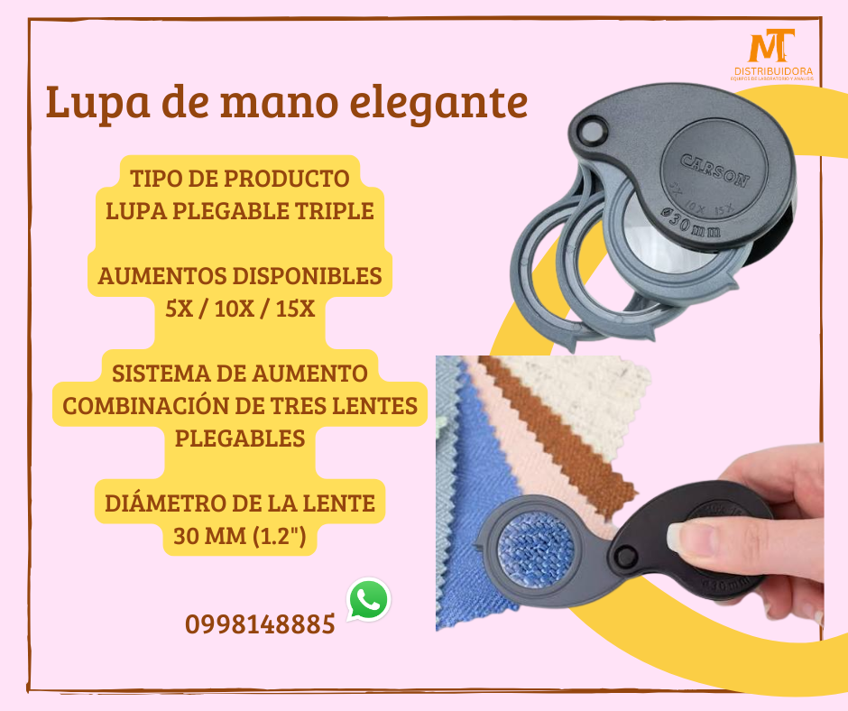 Lupa adaptablea de amplificaion manual con 3 lentes de 5x 