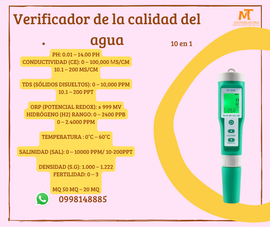  pH metro profesional 10 en 1 calidad de agua