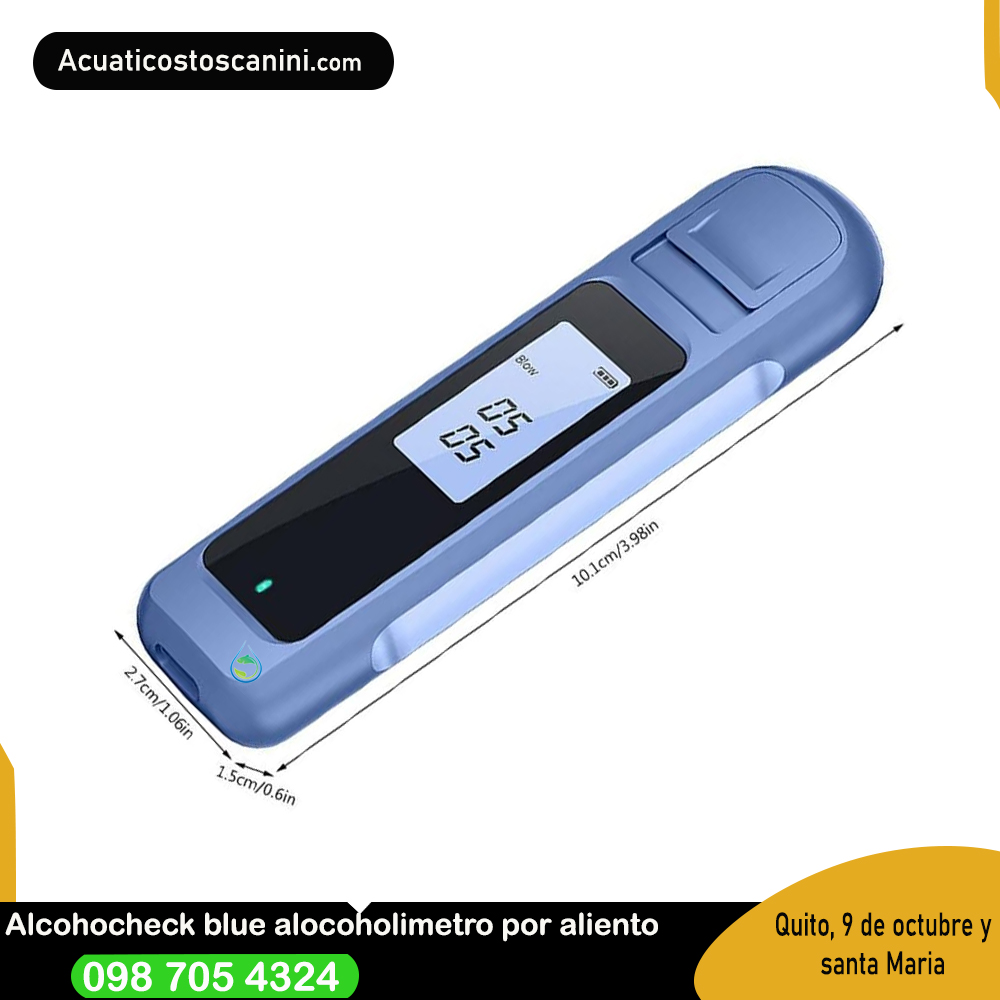 Alcocheck hasta 0.19% BAC  0.95mg/l concentración de alcohol en la sangre HD blue
