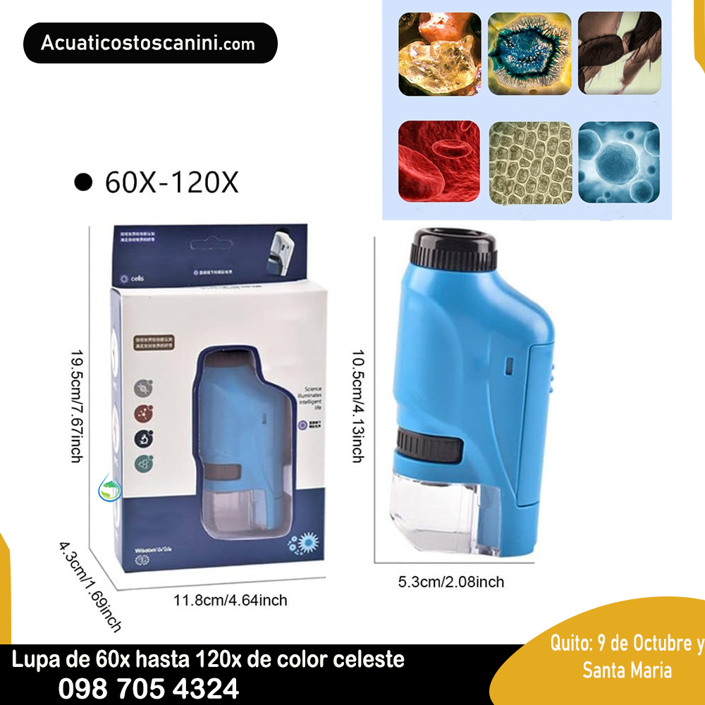 Mini Microscopio 120X mini lupa visualización directa luz led