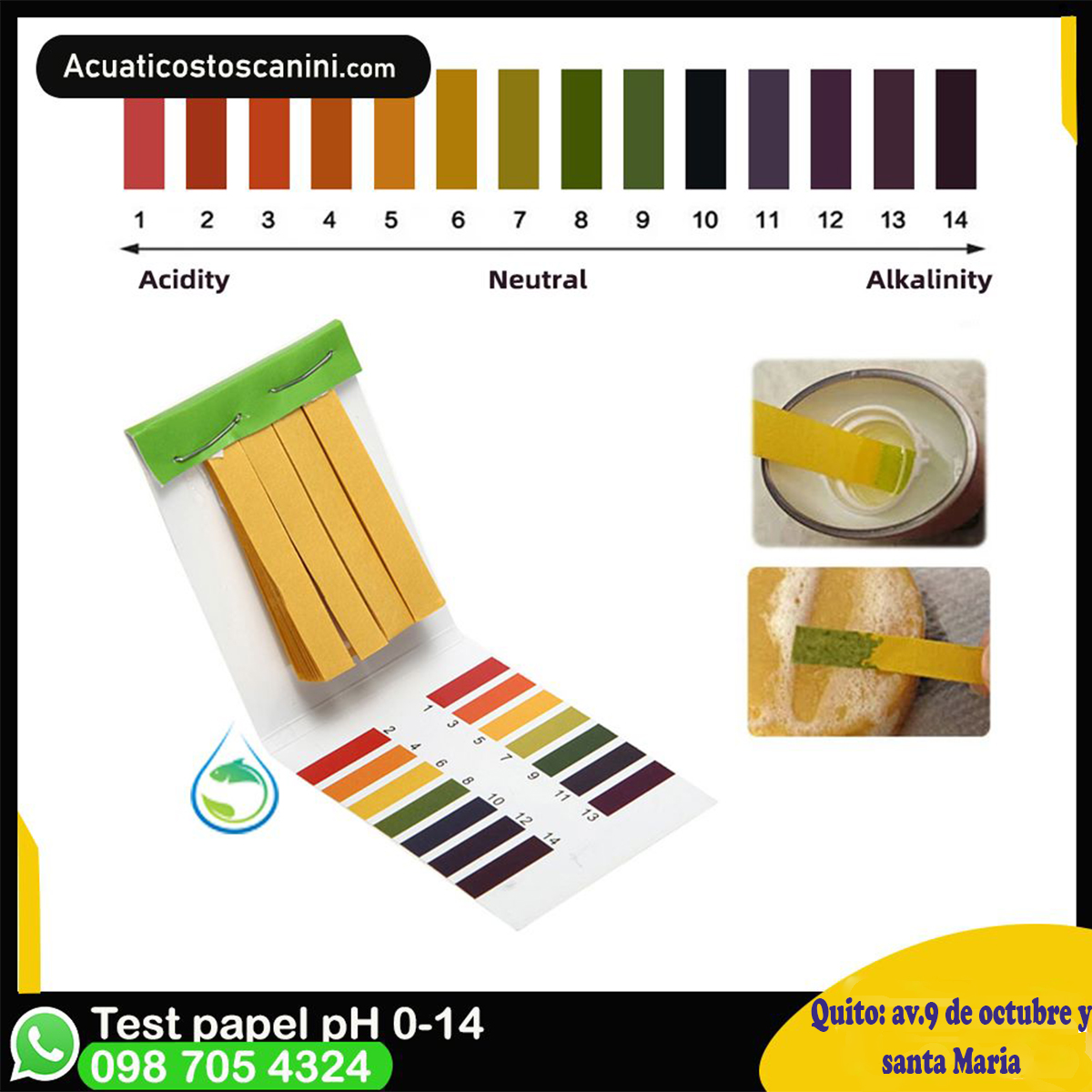 Test Papel Ph Litmus 80 Tirillas pH 1-14 para líquidos jugos bebidas