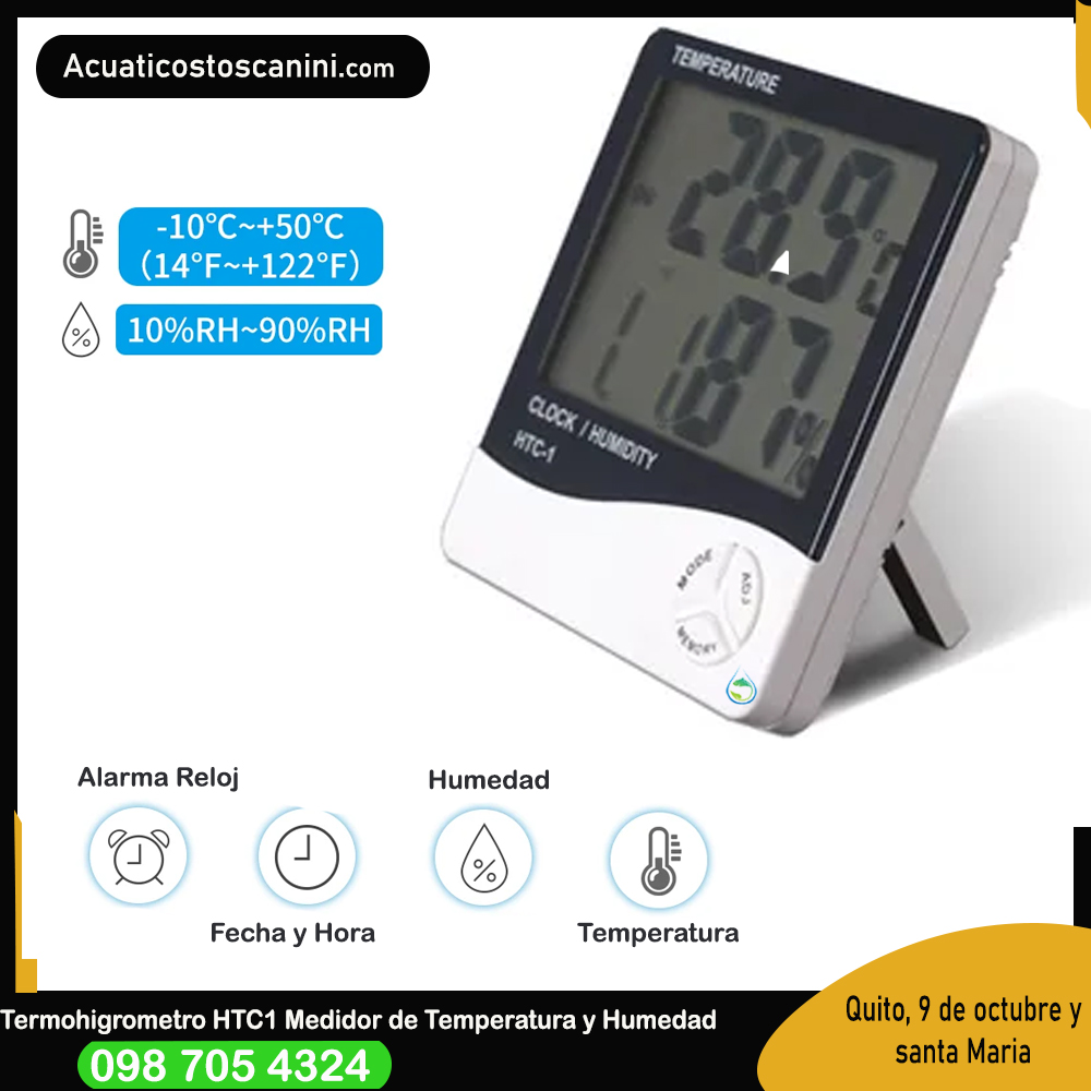 Termohigrómetro Htc1 Digital para farmacias laboratorios cuartos fríos