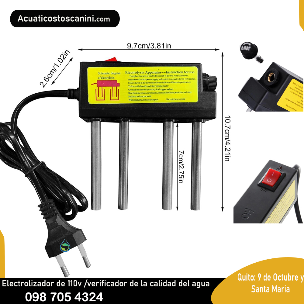 Electrolizador a 110V Electrólisis & verificación del agua contaminada e identificación de sólidos impurezas