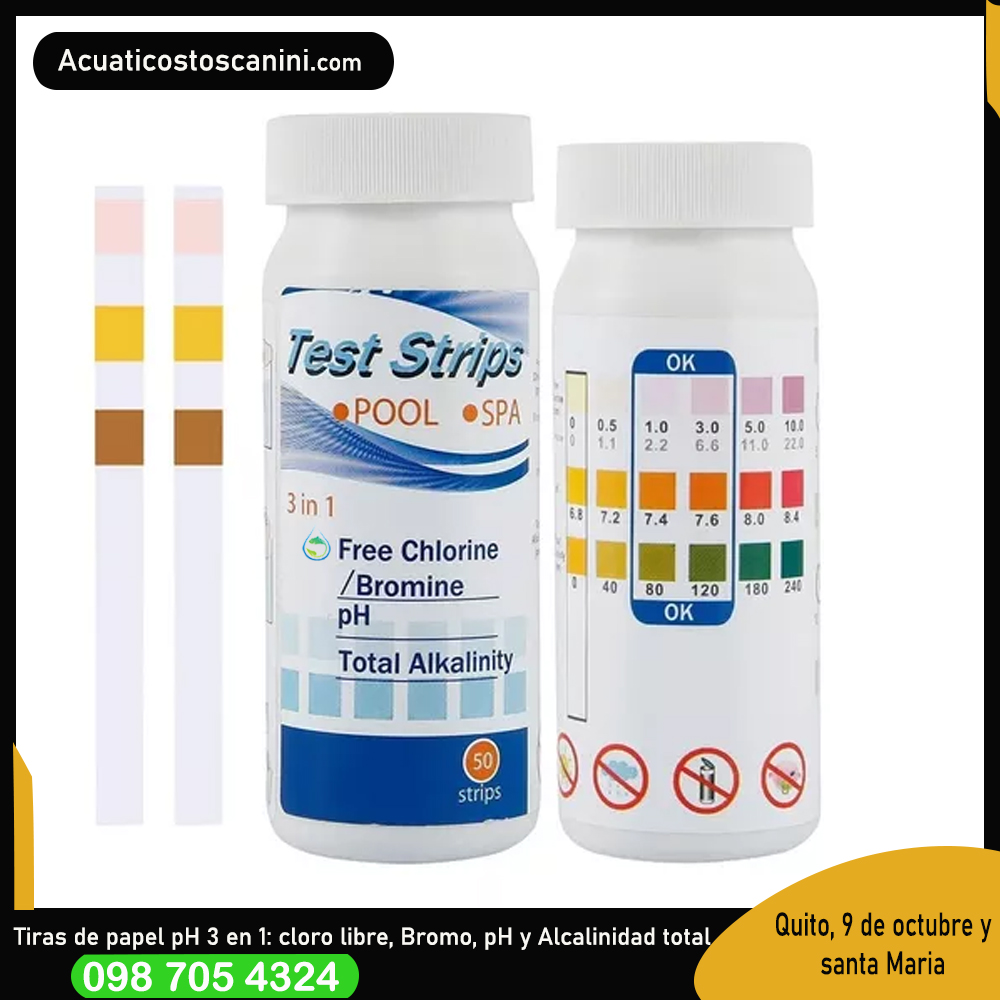 Test Ph 3 En 1 Cloro Libre 0-10 mg/l Cromo  Alcalinidad pH 6.8-8.4