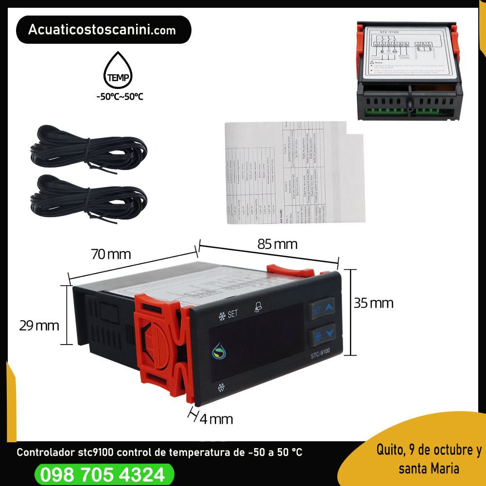 Termostato STC 9100 110/220VAc para neveras fríos Elitech