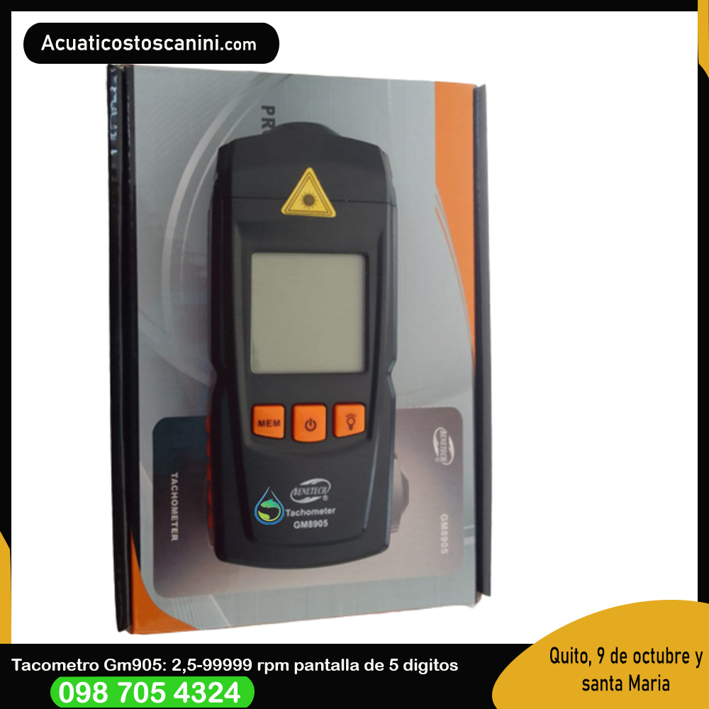 Tacometro Gm8905: 2,5-99999 rpm pantalla de 5 digitos