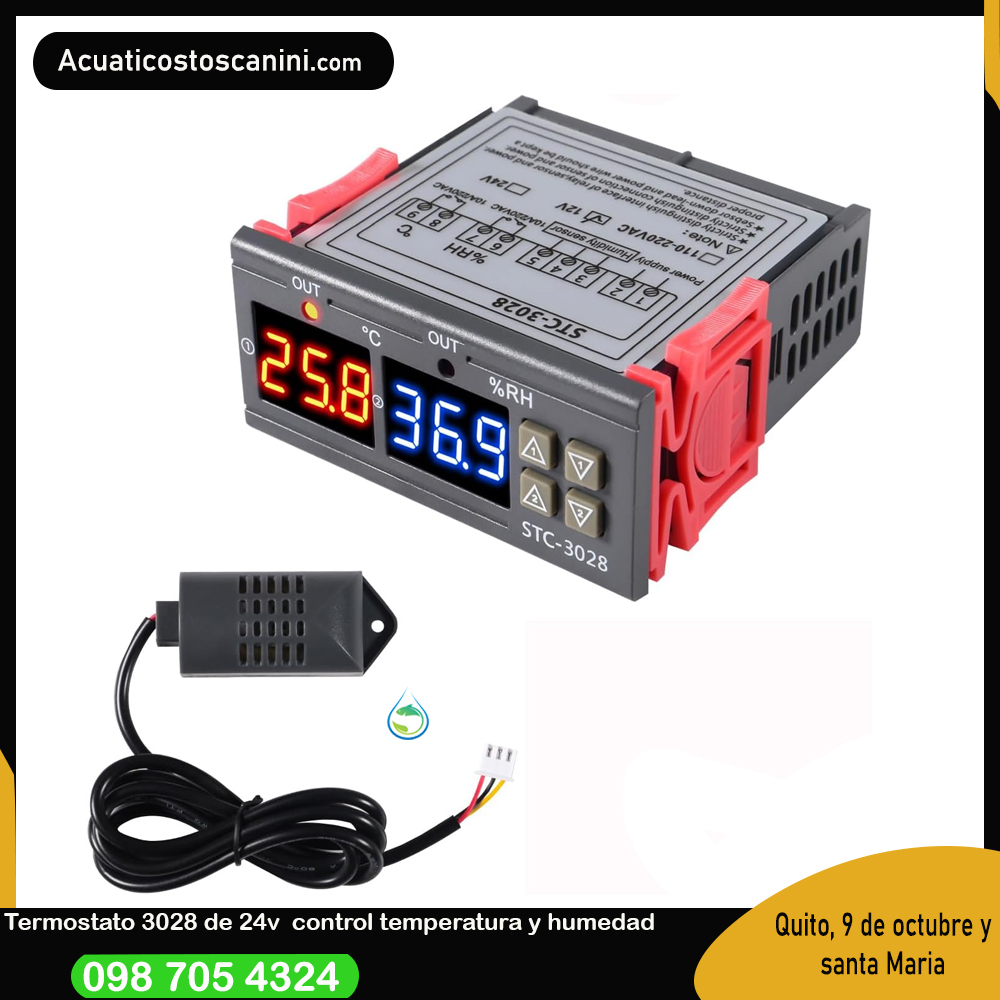 STC- 3028 Dc24 V Controlador de Temperatura & Humedad Termostato